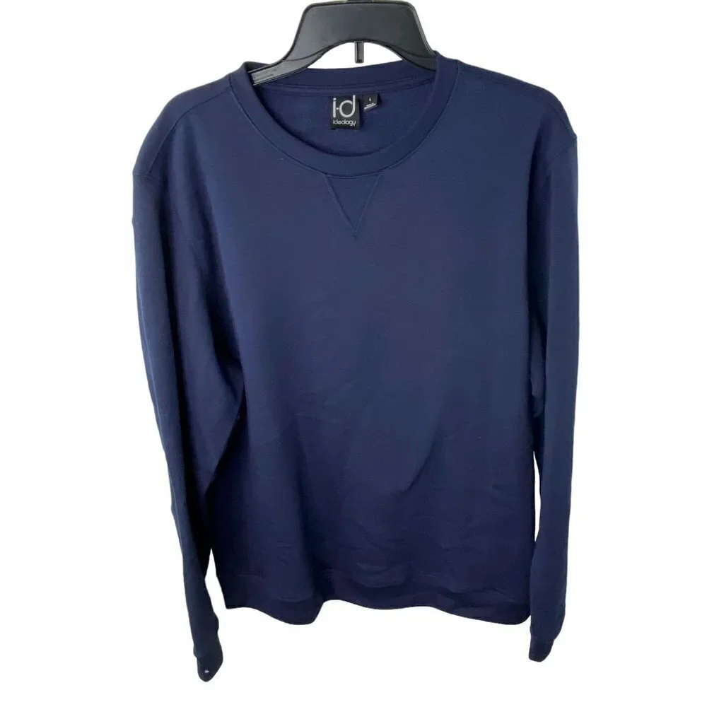 ID Ideology Mens Fleece Pullover Crewneck Sweatshirt Navy Size S - Picture 2 of 6